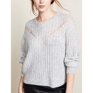 IRO Opera WOOL Blend Ribbed Sweater Grey XS